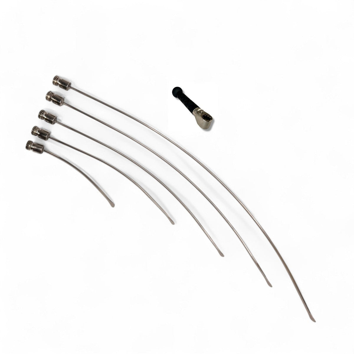 Anson PDR Tequila Rattlesnake 3/4" tail PDR tool set with compact handle. Includes five metal rods of varying lengths and one black handle.