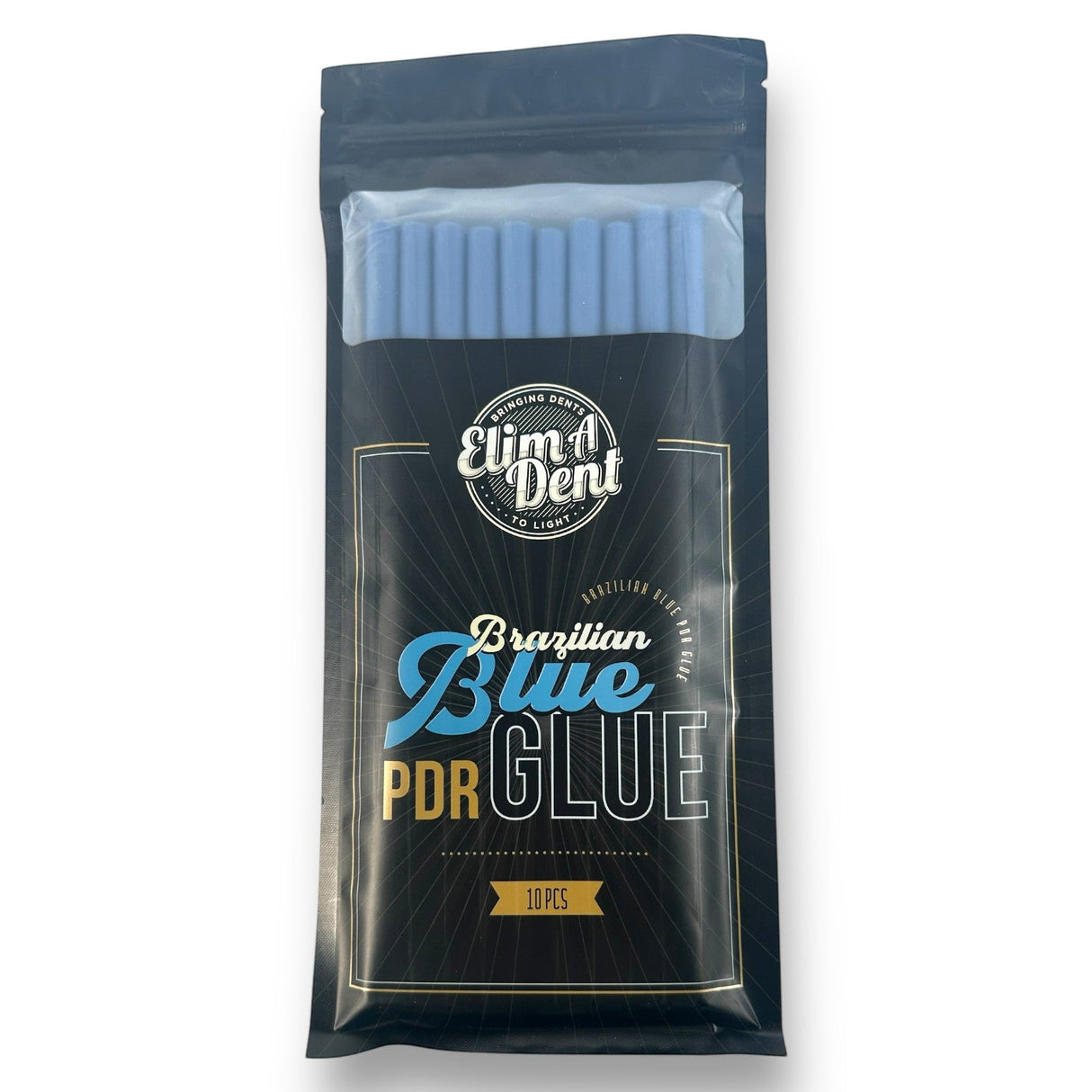 Anson PDR Brazilian Blue PDR hot glue sticks in a black resealable bag, 10 pcs.