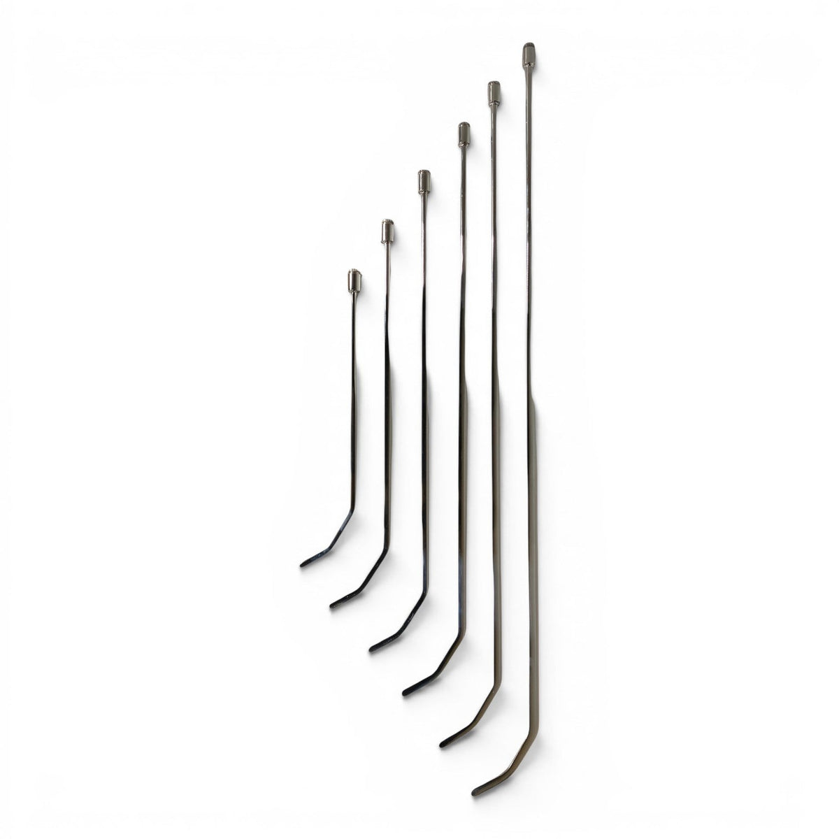 Anson PDR stainless steel double shot blade hub rods with double bend and blade tips, available in multiple sizes.