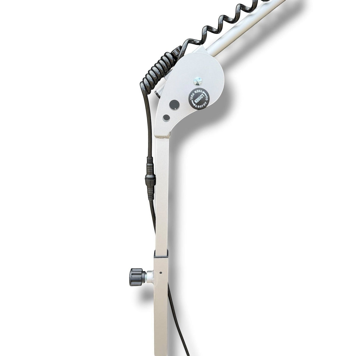 Anson PDR Econo light stand, adjustable aluminum boom arm with coiled cable and locking joint.