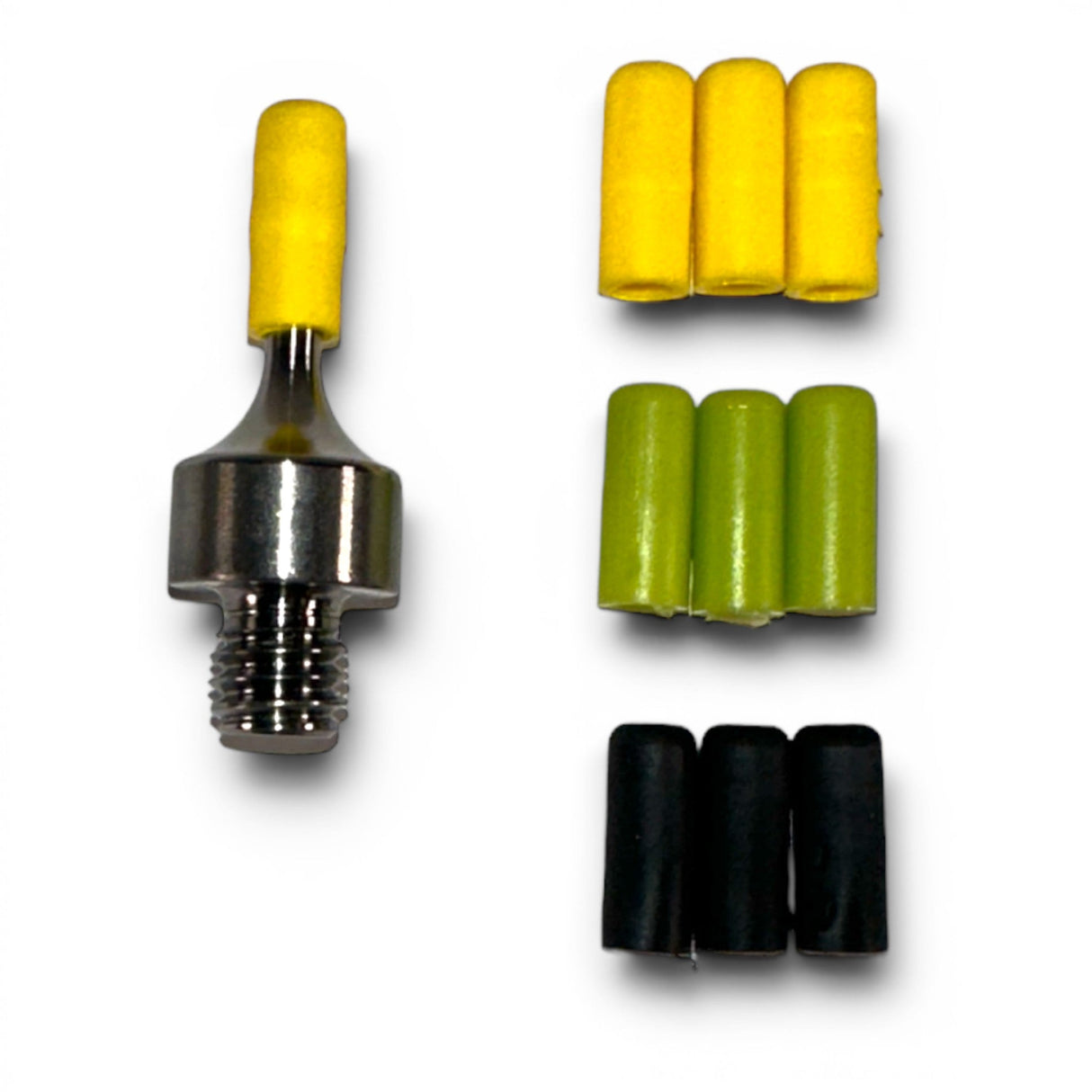 Anson PDR Galaxy titanium tip with yellow, green, and black soft tip covers for dent repair.