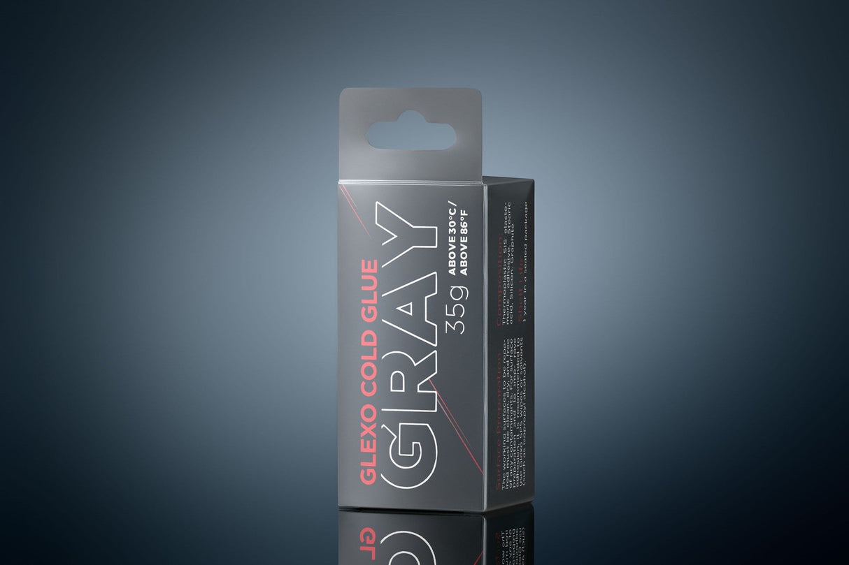 Anson PDR Glexo Gray cold glue adhesive for hot weather, 35g. Designed for use above 86°F/30°C.