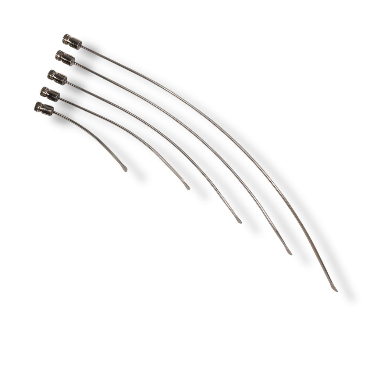 Anson PDR Rattlesnake 3/4" tail PDR tools, set of 5 metal rods with curved tips.