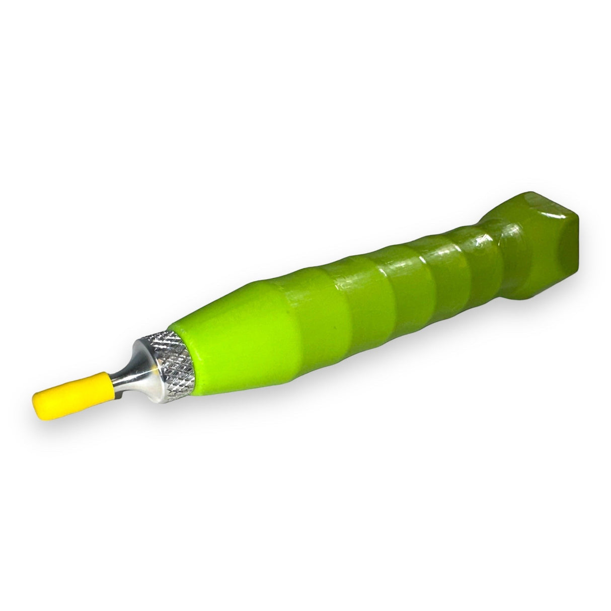 Anson PDR Tequila Bomber Galaxy knockdown tool in bright green with a yellow tip and aluminum ferrule. Features a hex head.