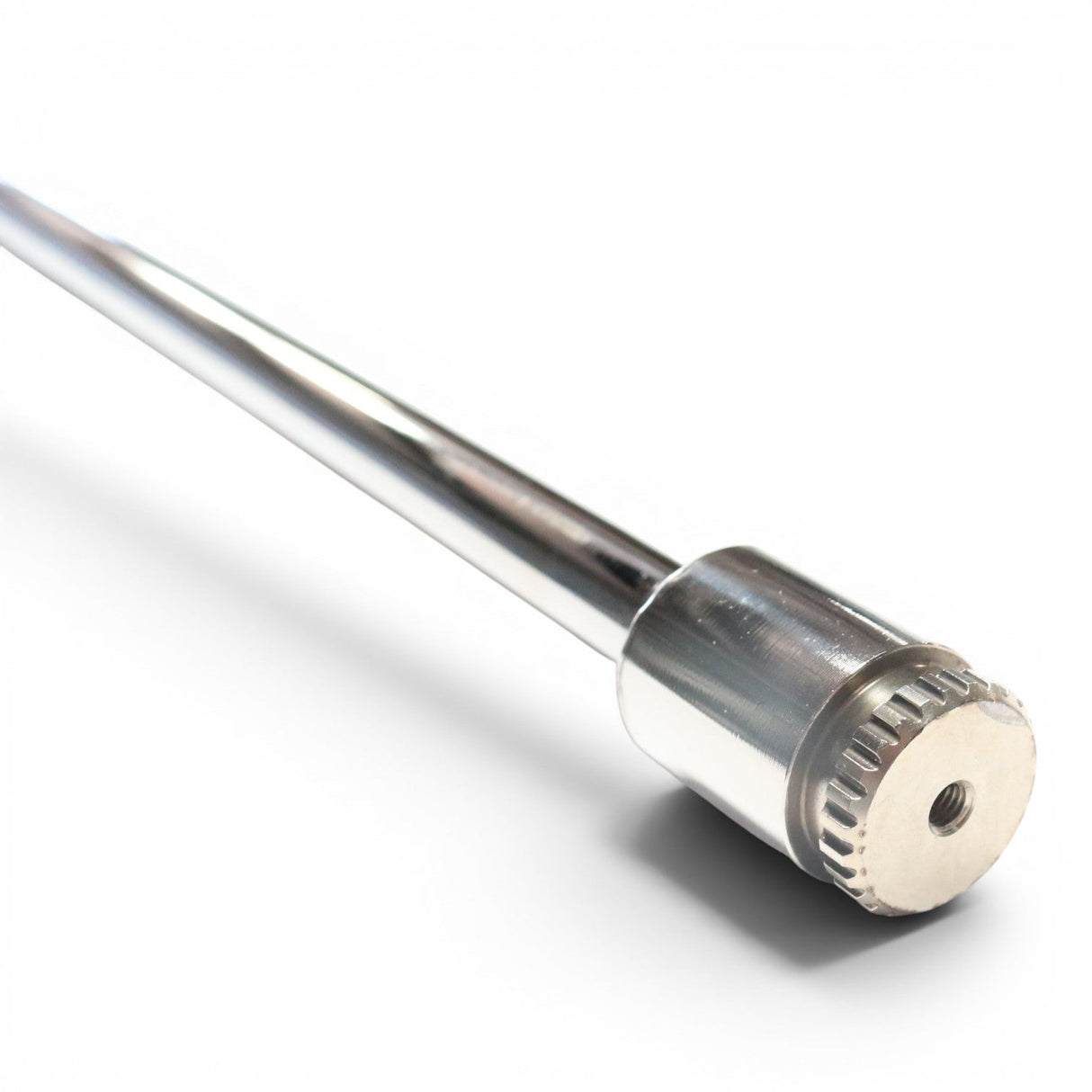 Anson PDR TEQUILA DOUBLE HEADER ROD HUB HANDLE, silver metal, with threaded tip for PDR tools.