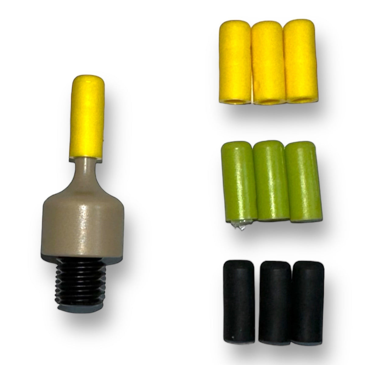 Anson PDR Tequila Galaxy Tan Peek tip with yellow, green, and black soft tip covers for PDR tools.