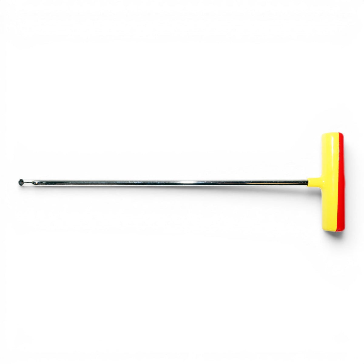 Anson PDR Tequila single bend stainless steel rod with interchangeable tip and yellow/red fixed handle.