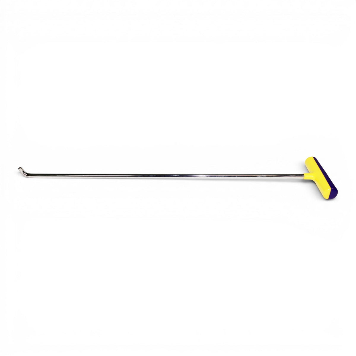 Anson PDR Tequila single bend stainless steel rod with interchangeable tip and yellow/purple fixed handle.