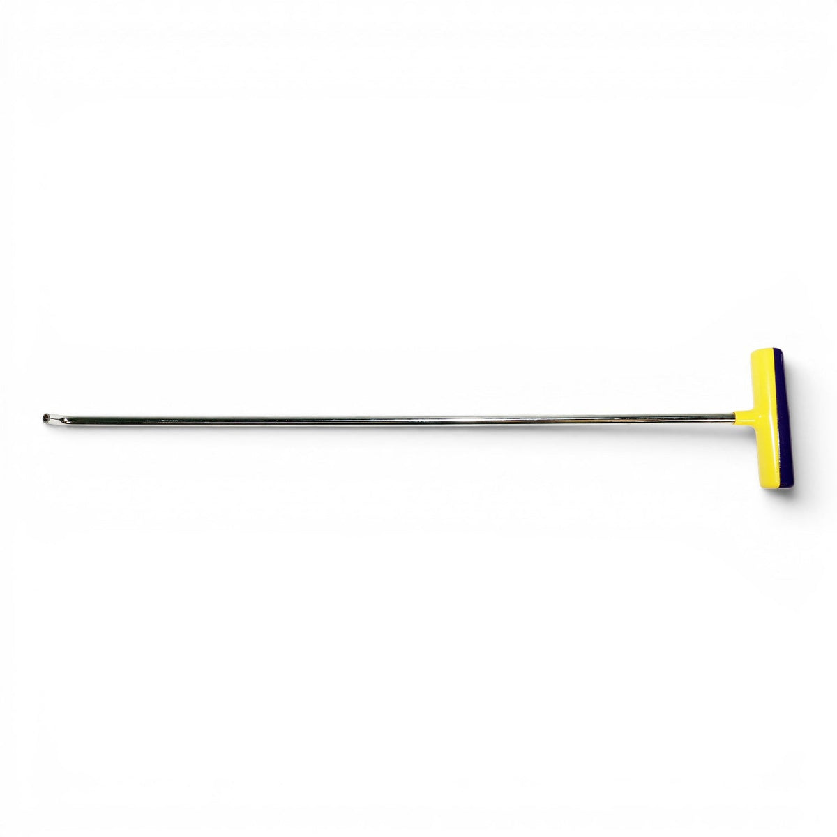 Anson PDR Tequila single bend stainless steel PDR rod with interchangeable tip and yellow/blue fixed handle.
