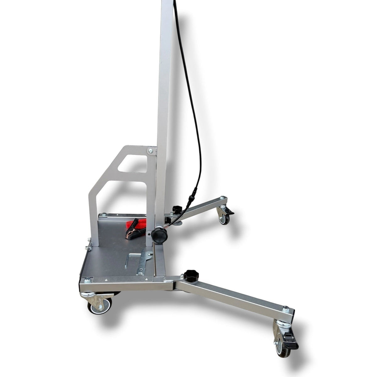 Anson PDR Econo Light Stand with wheels and adjustable boom, silver aluminum construction.