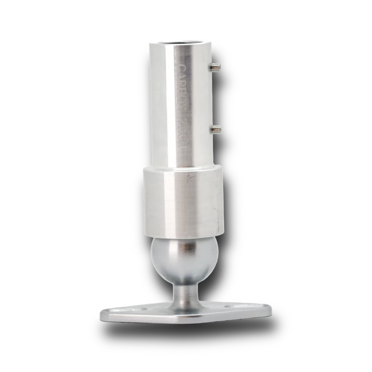 Anson PDR Carbon Tech Never Loose magnetic light mount with ball joint and mounting plate, made of silver aluminum.