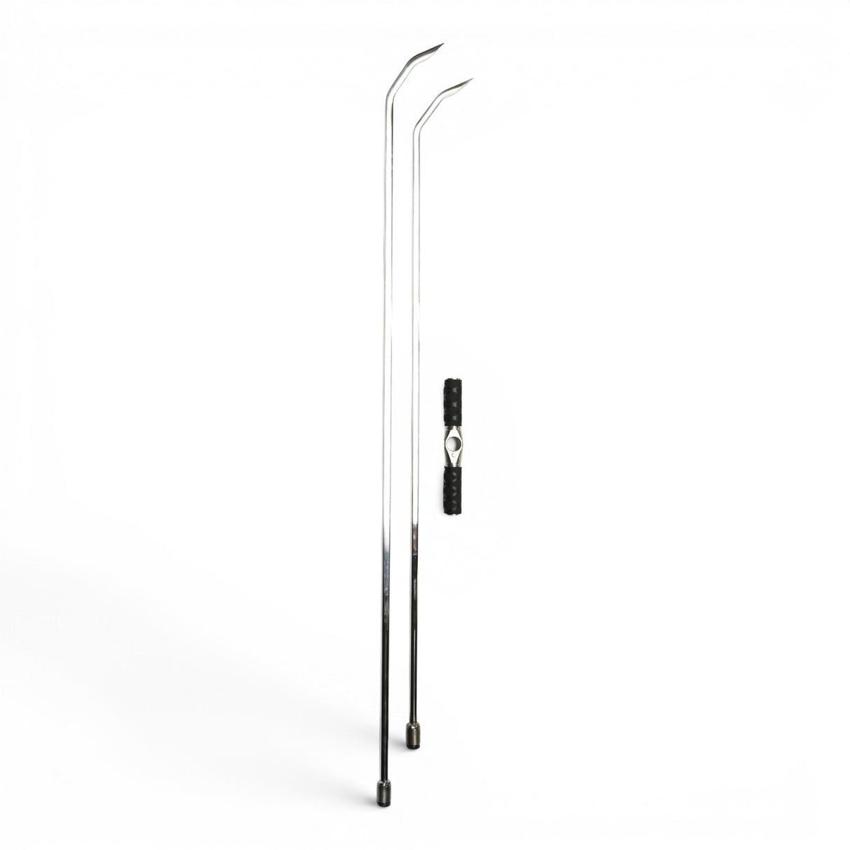 Anson PDR stainless steel double bend rods with sharp tips and tactical T-handle. Set includes 42" and 48" rods.