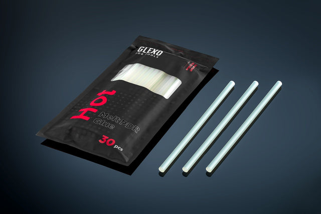Anson PDR Glexo Hot Melt Glue sticks (30 pcs) for PDR technicians, all-season formula, strong grip, clean release.