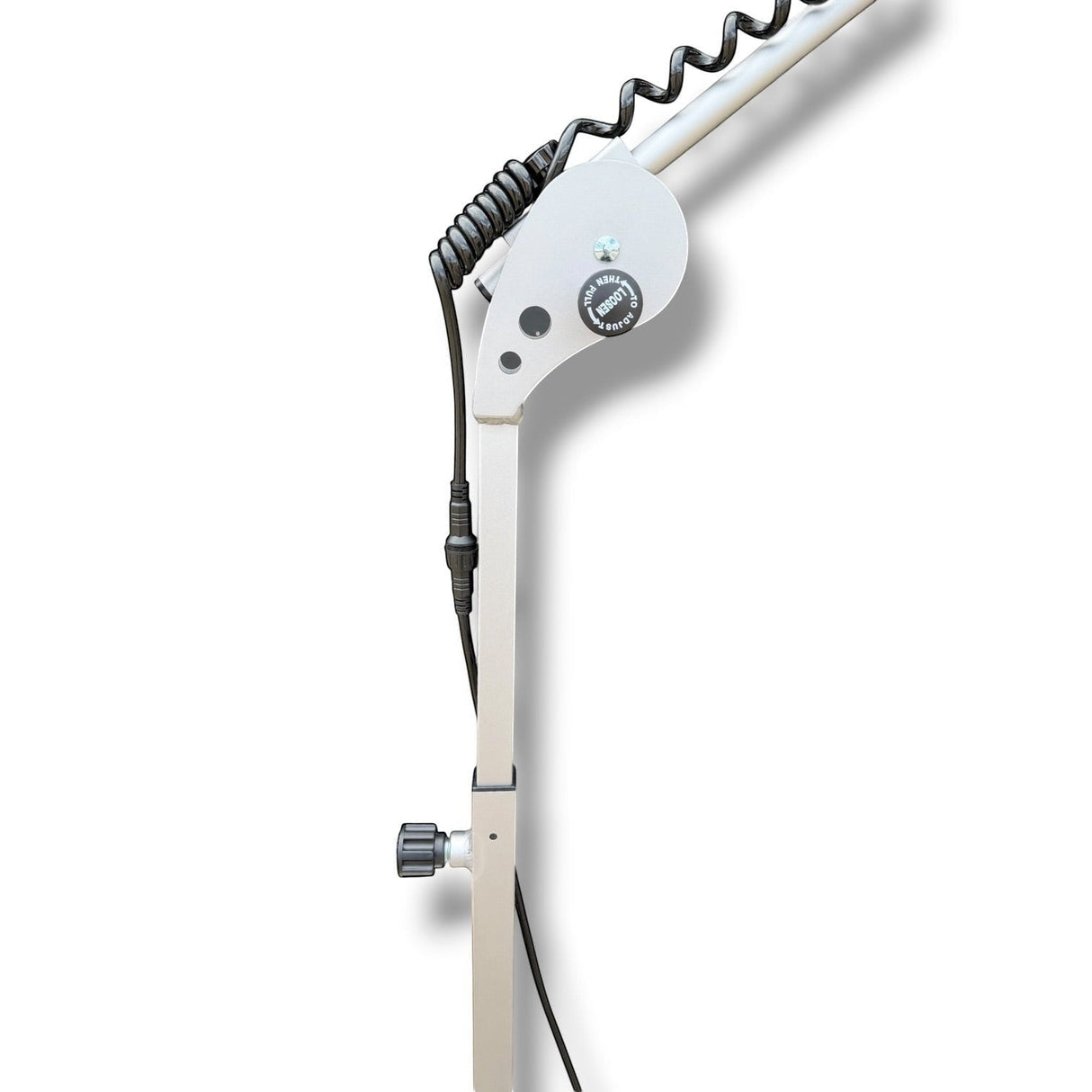 Anson PDR Econo light stand, adjustable aluminum boom arm with coiled cable and locking joint.