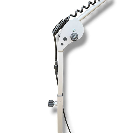 Anson PDR Econo light stand, adjustable aluminum boom arm with coiled cable and locking joint.