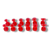 Anson PDR red plastic finishing tabs for paintless dent repair, variety pack with different sizes and shapes.