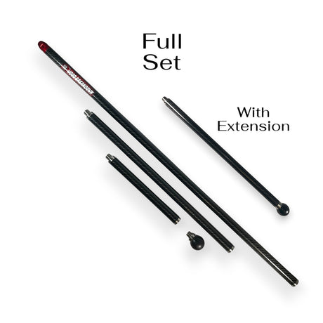 Anson PDR The Wood Breakdown Hail Rod, a 3-piece carbon fiber dent removal tool with 4 tip locations and a weighted ball.