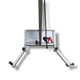 Anson PDR Econo PDR Light Stand with adjustable aluminum legs and battery tray, featuring a black cable and red clamps.