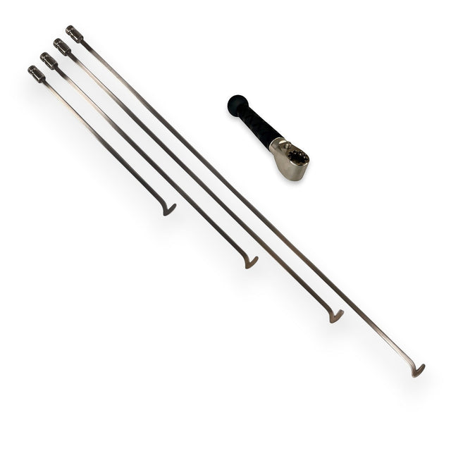 Anson PDR Lucky 7s PDR tool set featuring four metal dent repair rods of varying lengths and a tactical compact handle.