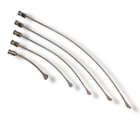 Anson PDR Rattlesnake 1 1/4" tail PDR tools, set of 5 metal whale tail rods with compact hubs.