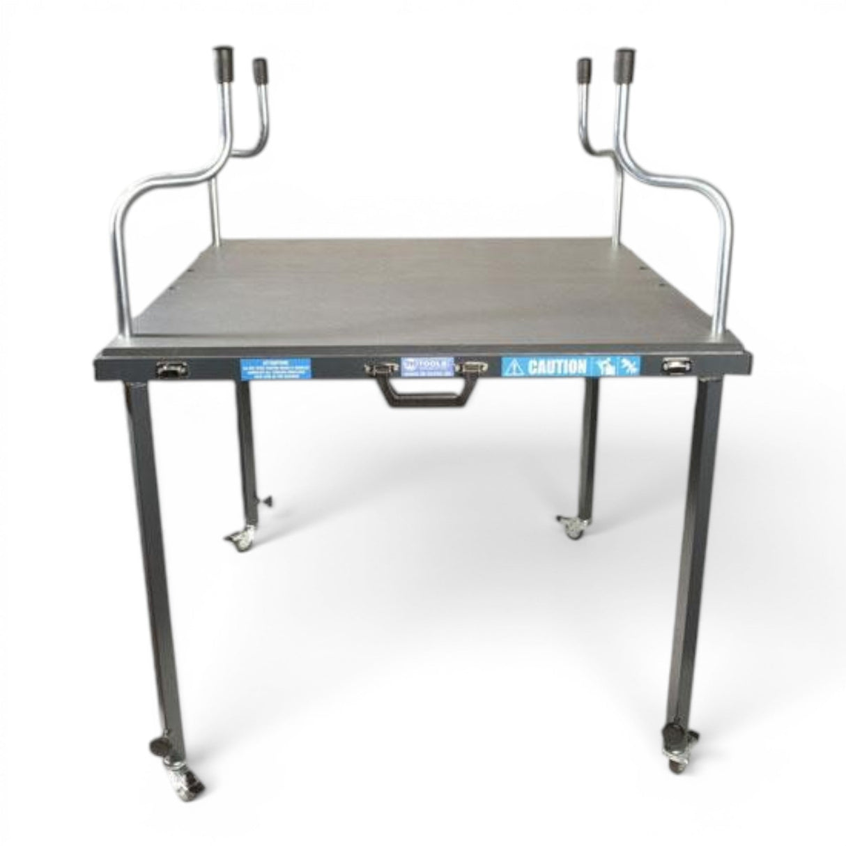 Anson PDR TK Tools hood stand with anthracite work surface, adjustable height, and locking caster wheels for workshops.