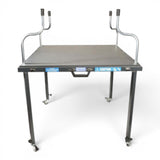 Anson PDR TK Tools hood stand with anthracite work surface, adjustable height, and locking caster wheels for workshops.