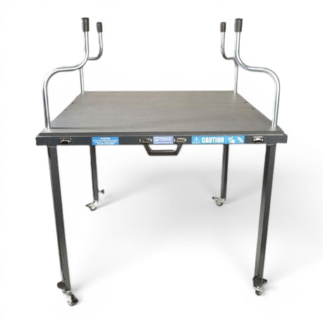 Anson PDR TK Tools hood stand with anthracite work surface, adjustable height, and locking caster wheels for workshops.