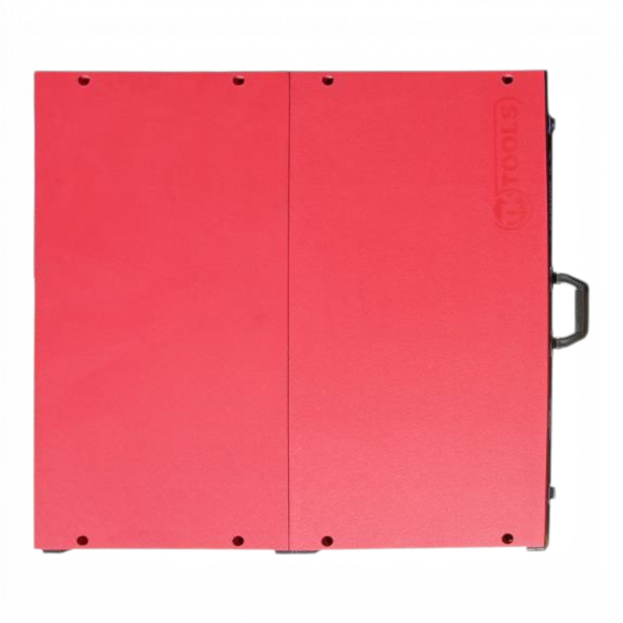Anson PDR TK Tools red hood stand with a 90x90 cm work surface for clamping automotive body panels in a workshop.