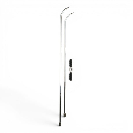 Anson PDR stainless steel double bend rods with sharp tips and tactical T-handle. Set includes 42" and 48" rods.